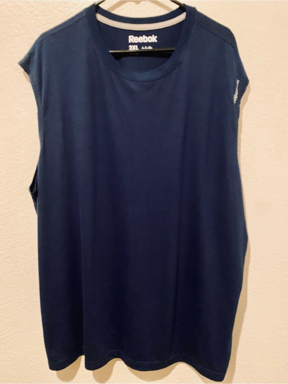 Reebok Men's Navy Short Sleeve Crew with Contrast Trim